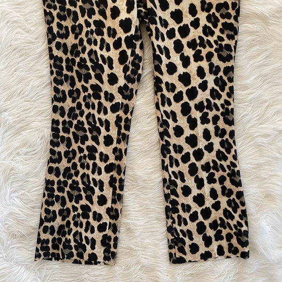 Zara Tan Black Leopard Print Crop Trousers Cheetah Pants - Picture 4 of 8
